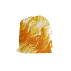 Gold Flames Pattern Drawstring Pouch (medium) by SpinnyChairDesigns