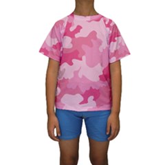 Camo Pink Kids  Short Sleeve Swimwear by MooMoosMumma