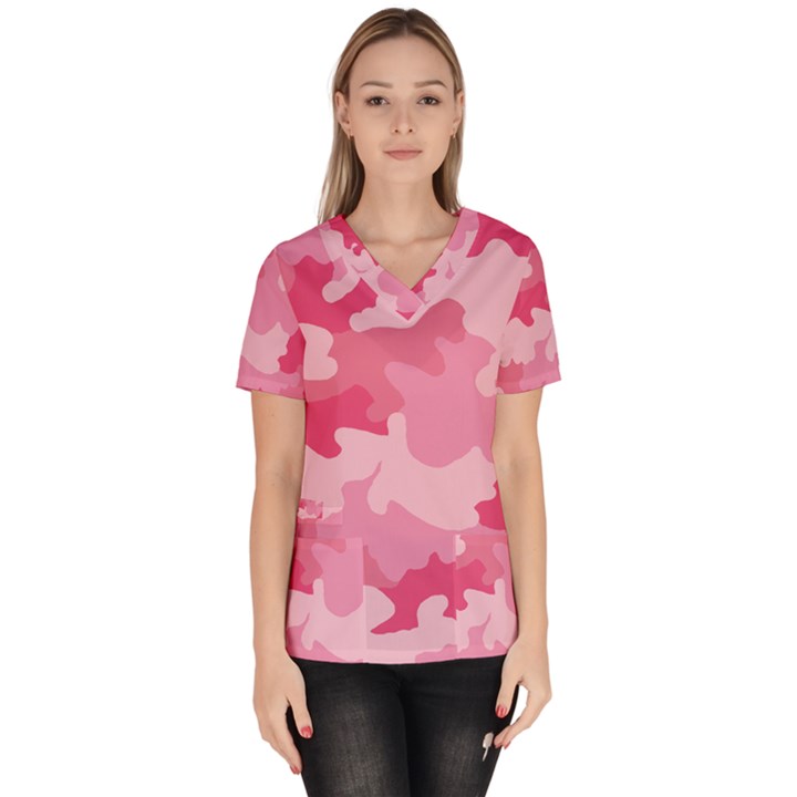 Camo Pink Women s V-Neck Scrub Top