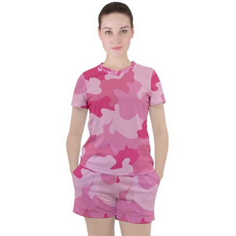 Camo Pink Women s Tee And Shorts Set by MooMoosMumma