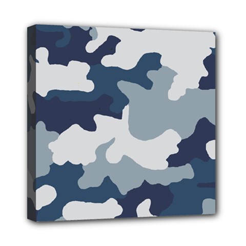 Camo Blue Mini Canvas 8  X 8  (stretched) by MooMoosMumma