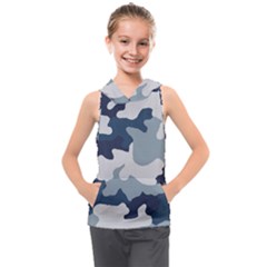 Camo Blue Kids  Sleeveless Hoodie by MooMoosMumma