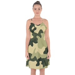 Camo Green Ruffle Detail Chiffon Dress by MooMoosMumma