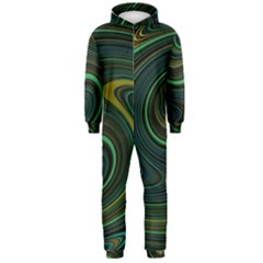 Dark Green Swirls Hooded Jumpsuit (men)  by SpinnyChairDesigns