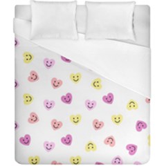 Cute Colorful Smiling Hearts Pattern Duvet Cover (california King Size) by SpinnyChairDesigns