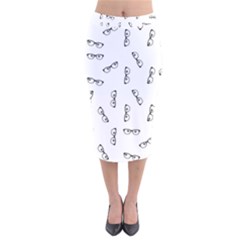 Geek Glasses With Eyes Velvet Midi Pencil Skirt by SpinnyChairDesigns