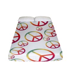 Colorful Rainbow Peace Symbols Fitted Sheet (full/ Double Size) by SpinnyChairDesigns