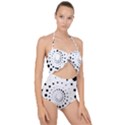 Abstract Black and White Polka Dots Scallop Top Cut Out Swimsuit View1