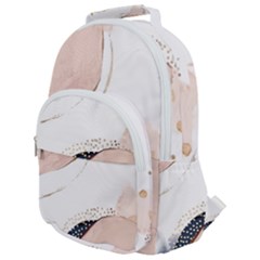 Pink And Blue Marble Rounded Multi Pocket Backpack by kiroiharu