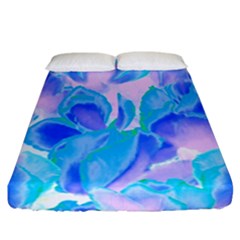 Ciclamen Flowers Blue Fitted Sheet (california King Size) by DinkovaArt