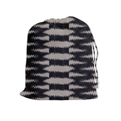 Black And White Zebra Ikat Stripes Drawstring Pouch (xl) by SpinnyChairDesigns