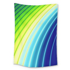 Sporty Stripes Swoosh Green Blue Large Tapestry by SpinnyChairDesigns