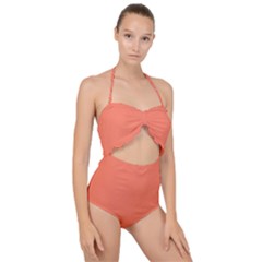 Appreciating Apricot Scallop Top Cut Out Swimsuit by Janetaudreywilson