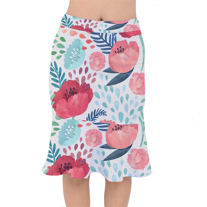 Floral  Short Mermaid Skirt