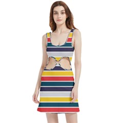 Horizontal Colored Stripes Velvet Cutout Dress by tmsartbazaar