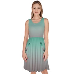 Teal Green And Grey Gradient Ombre Color Knee Length Skater Dress With Pockets by SpinnyChairDesigns