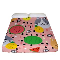 Cats And Fruits  Fitted Sheet (california King Size) by Sobalvarro