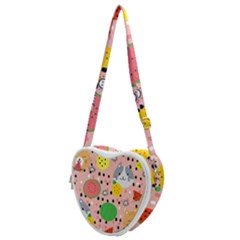 Cats And Fruits  Heart Shoulder Bag by Sobalvarro