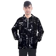 Black And White Music Notes Men s Half Zip Pullover by SpinnyChairDesigns