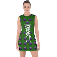 Power To The Big Flowers Festive Lace Up Front Bodycon Dress by pepitasart