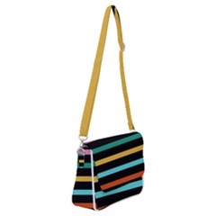 Colorful Mime Black Stripes Shoulder Bag With Back Zipper by tmsartbazaar