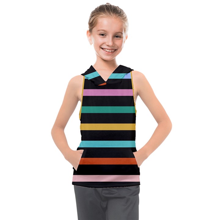 Colorful Mime Black Stripes Kids  Sleeveless Hoodie