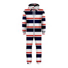 Red With Blue Stripes Hooded Jumpsuit (kids) by tmsartbazaar