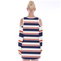 Red With Blue Stripes Velvet Long Sleeve Shoulder Cutout Dress View2