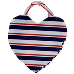 Red With Blue Stripes Giant Heart Shaped Tote by tmsartbazaar