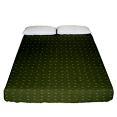 Army Green Color Polka Dots Fitted Sheet (california King Size) by SpinnyChairDesigns