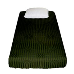 Army Green Color Polka Dots Fitted Sheet (single Size) by SpinnyChairDesigns