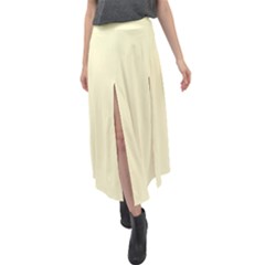 True Cream Color Velour Split Maxi Skirt by SpinnyChairDesigns