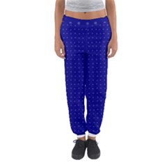 Navy Blue Color Polka Dots Women s Jogger Sweatpants by SpinnyChairDesigns