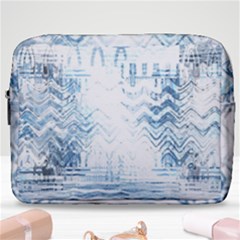 Boho Faded Blue Denim White Batik Make Up Pouch (large) by SpinnyChairDesigns