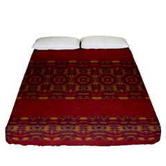 Boho Red Gold Fitted Sheet (queen Size) by SpinnyChairDesigns