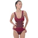 Boho Red Gold Side Cut Out Swimsuit View1