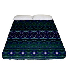 Boho Blue Green  Fitted Sheet (california King Size) by SpinnyChairDesigns