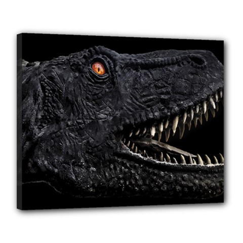 Trex Dinosaur Head Dark Poster Canvas 20  X 16  (stretched) by dflcprintsclothing