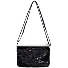 Trex Dinosaur Head Dark Poster Double Gusset Crossbody Bag by dflcprintsclothing