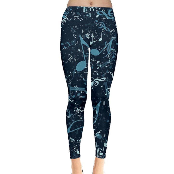 Prussian Blue Music Notes Leggings 