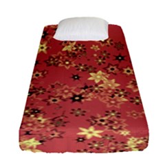 Gold And Rust Floral Print Fitted Sheet (single Size) by SpinnyChairDesigns