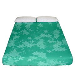 Biscay Green Floral Print Fitted Sheet (california King Size) by SpinnyChairDesigns