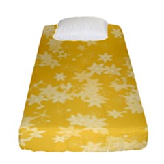 Saffron Yellow Floral Print Fitted Sheet (single Size) by SpinnyChairDesigns