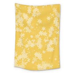 Saffron Yellow Floral Print Large Tapestry by SpinnyChairDesigns