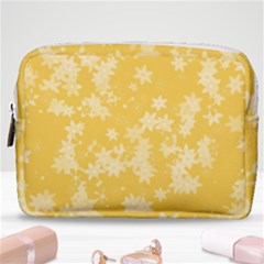 Saffron Yellow Floral Print Make Up Pouch (medium) by SpinnyChairDesigns