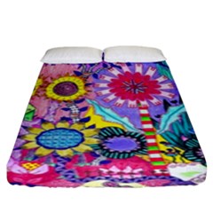 Double Sunflower Abstract Fitted Sheet (king Size) by okhismakingart