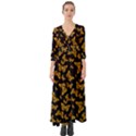 Black Gold Butterfly Print Button Up Boho Maxi Dress View1