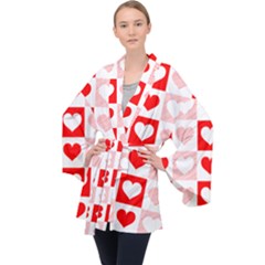 Hearts  Long Sleeve Velvet Kimono  by Sobalvarro