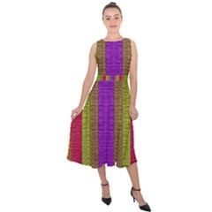 Colors Of A Rainbow Midi Tie-back Chiffon Dress by pepitasart