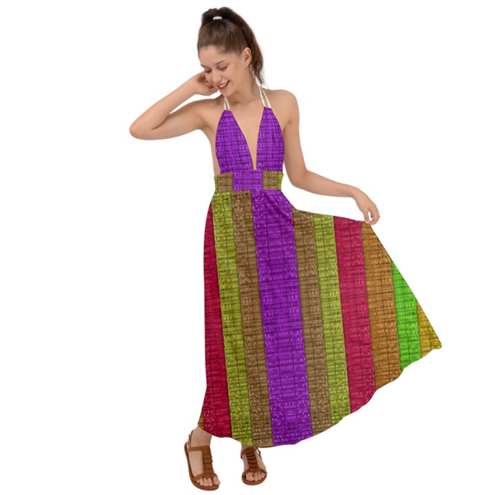 Colors Of A Rainbow Backless Maxi Beach Dress